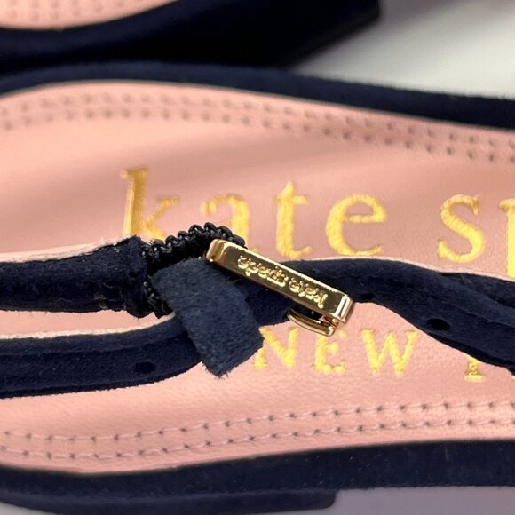 Kate Spade Veronica Flat Size 8 B Navy Suede Slingback Bow Pointed Toe Shoe - Picture 11 of 14